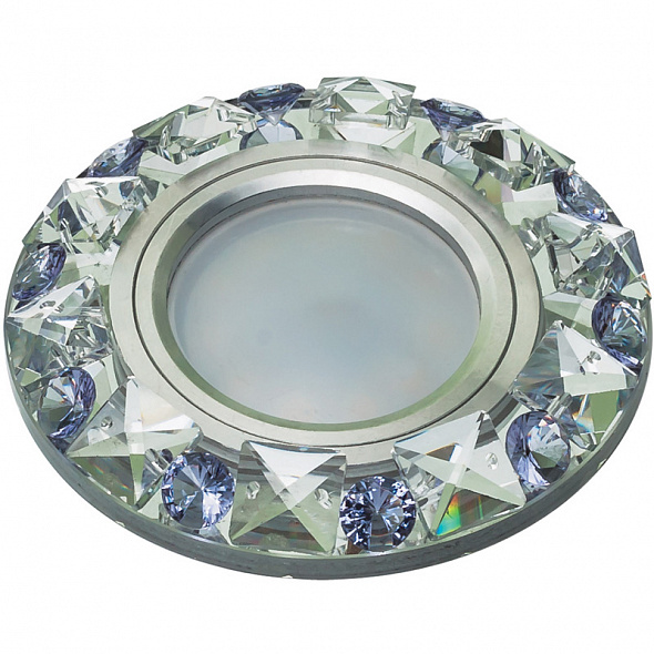 DLS-P123 GU5.3 CHROME/CLEAR+PURPLE Светильник декоративный встраиваемый. Без лампы. Металл, цвет хро DLS-P123 GU5.3 CHROME/CLEAR+PURPLE Светильник декоративный встраиваемый. Без лампы. Металл, цвет хро