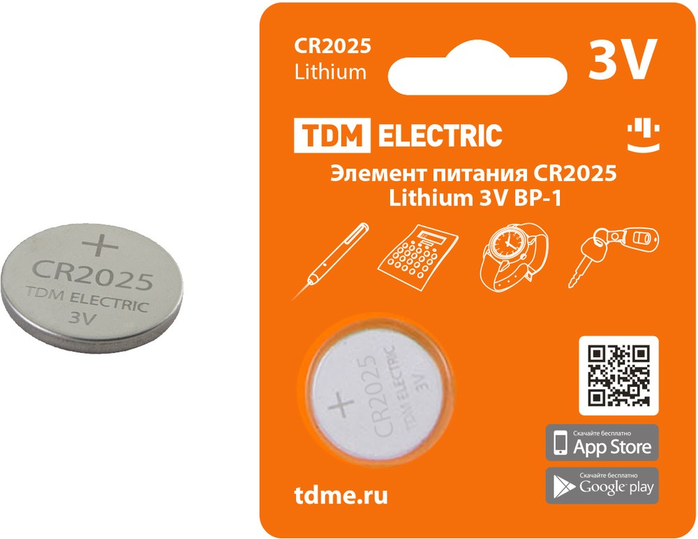 Элемент питания CR2025 Lithium 3V BP-1 TDM Элемент питания CR2025 Lithium 3V BP-1 TDM