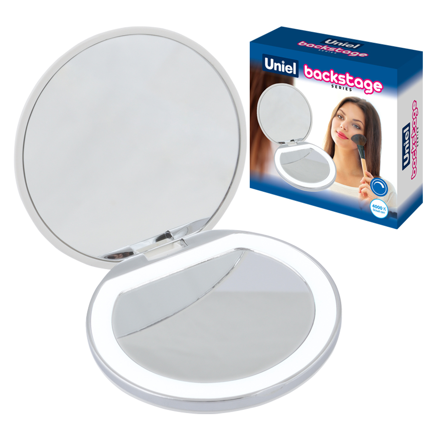 ULK-F72 DIM/RECH WHITE Зеркало карманное с подсветкой (1Х+2Х), с диммером. Серия Backstage. Аккумуля ULK-F72 DIM/RECH WHITE Зеркало карманное с подсветкой (1Х+2Х), с диммером. Серия Backstage. Аккумуля
