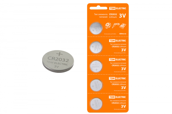 Элемент питания CR2032 Lithium 3V BP-5 TDM Элемент питания CR2032 Lithium 3V BP-5 TDM